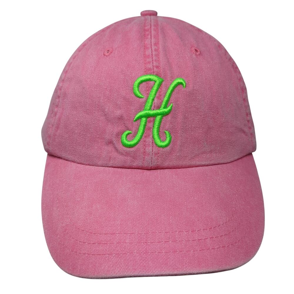 Letter H Slideback Baseball Hat Pink One Size Solid Embroidered Adams